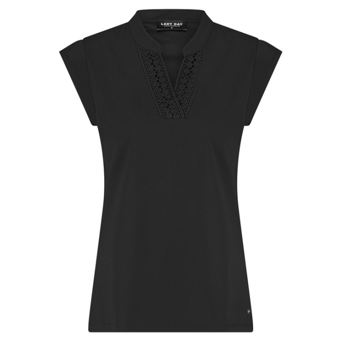 Lady Day Shirt Courtney vhals kantje Zwart